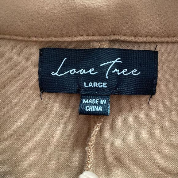 Love Tree Tan Long Sleeve Trench Coat Style Dress. Size Large - Picture 8 of 8